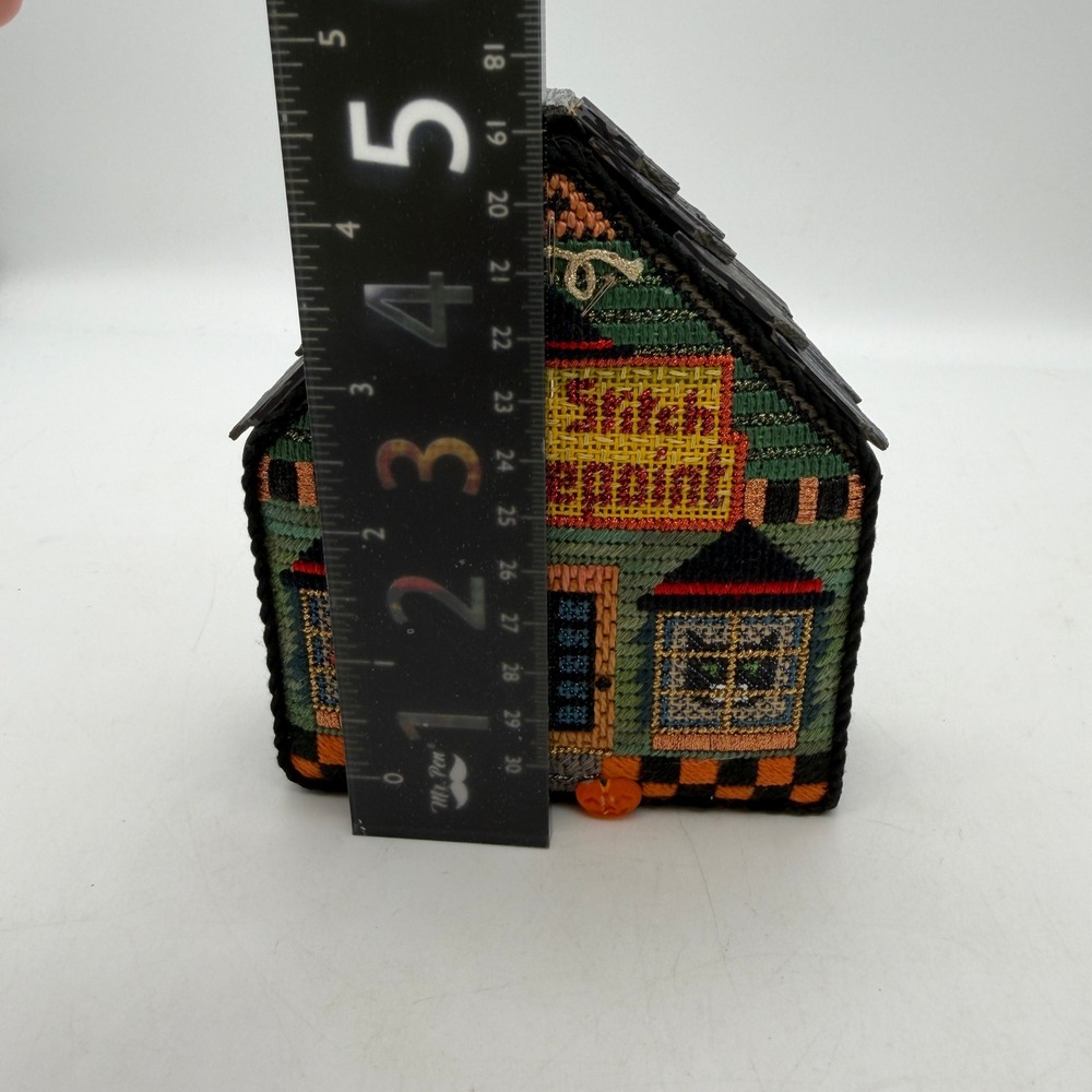 Melissa Shirley Halloween Witch Stitch Needlepoint Haunted House Shelf Sitter - Picture 9 of 11